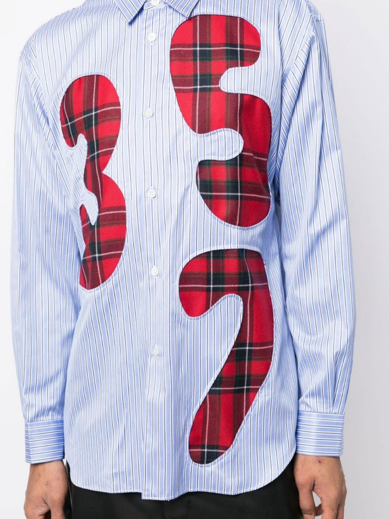 Blue Tartan Numbers Striped Shirt