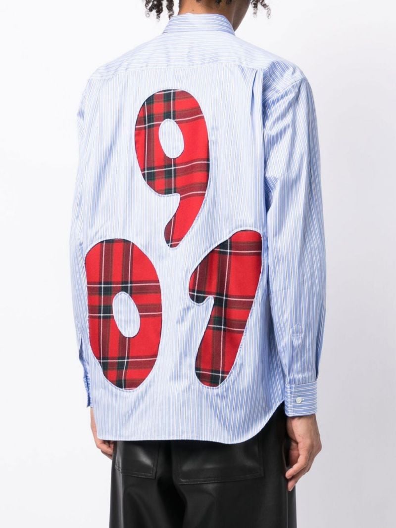 Blue Tartan Numbers Striped Shirt