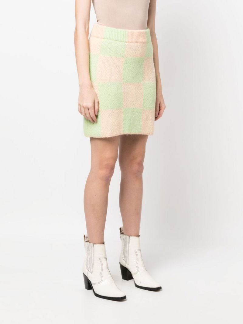 Green Checkerboard Mini Skirt