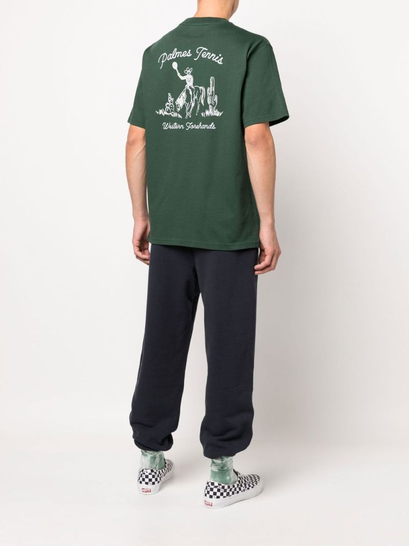 Green Western Logo Print T-shirt