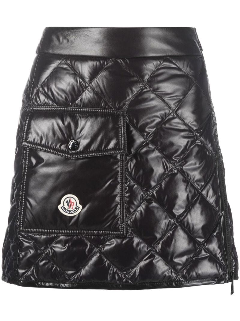 Black Diamond Quilted Mini Skirt