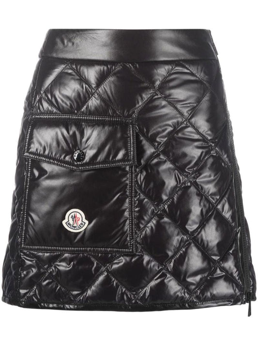 Black Diamond Quilted Mini Skirt