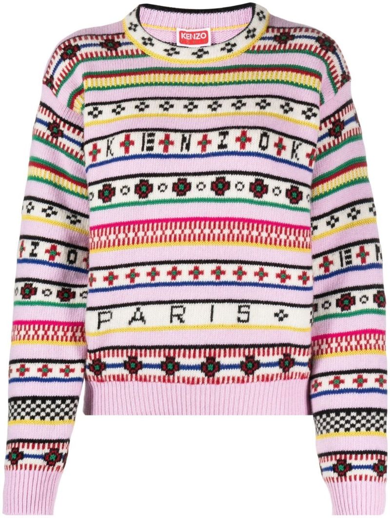 Pink Fair Isle Jacquard Sweater