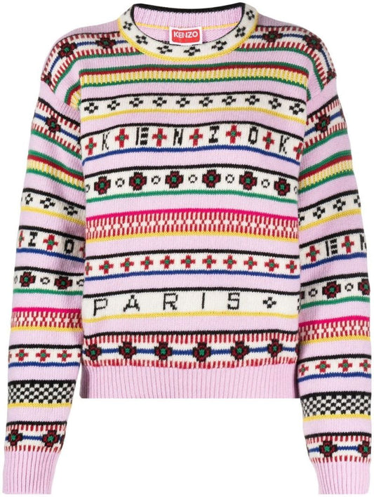 Pink Fair Isle Jacquard Sweater