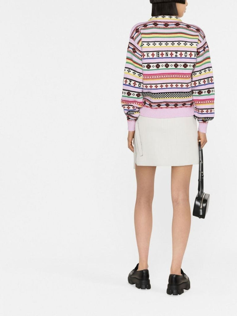 Pink Fair Isle Jacquard Sweater