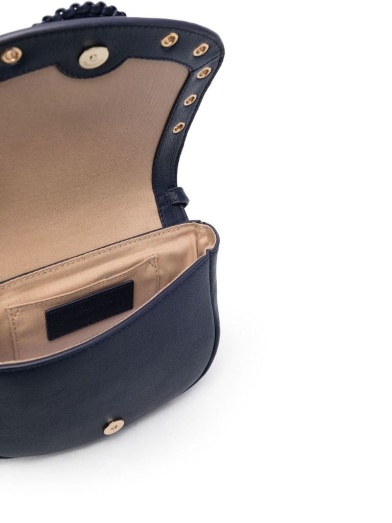 Blue Hana Leather Shoulder Bag