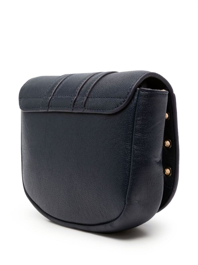 Blue Hana Leather Shoulder Bag