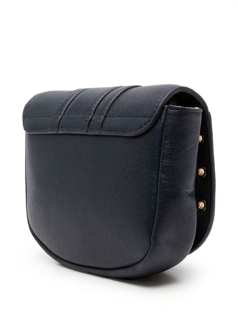 Blue Hana Leather Shoulder Bag