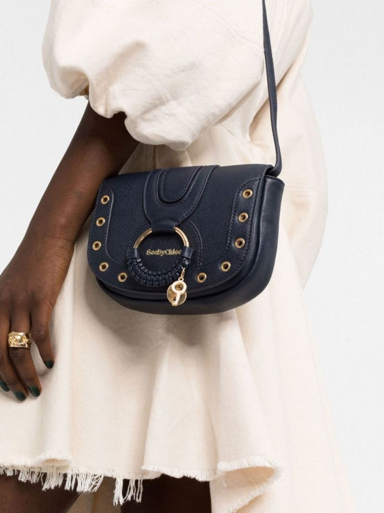 Blue Hana Leather Shoulder Bag