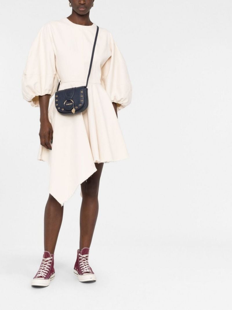 Blue Hana Leather Shoulder Bag
