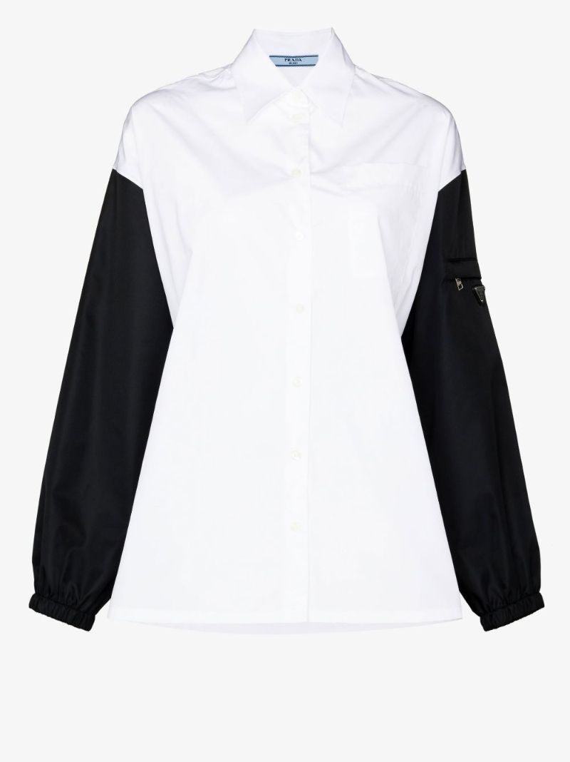 Black and White Re-nylon Poplin Shirt