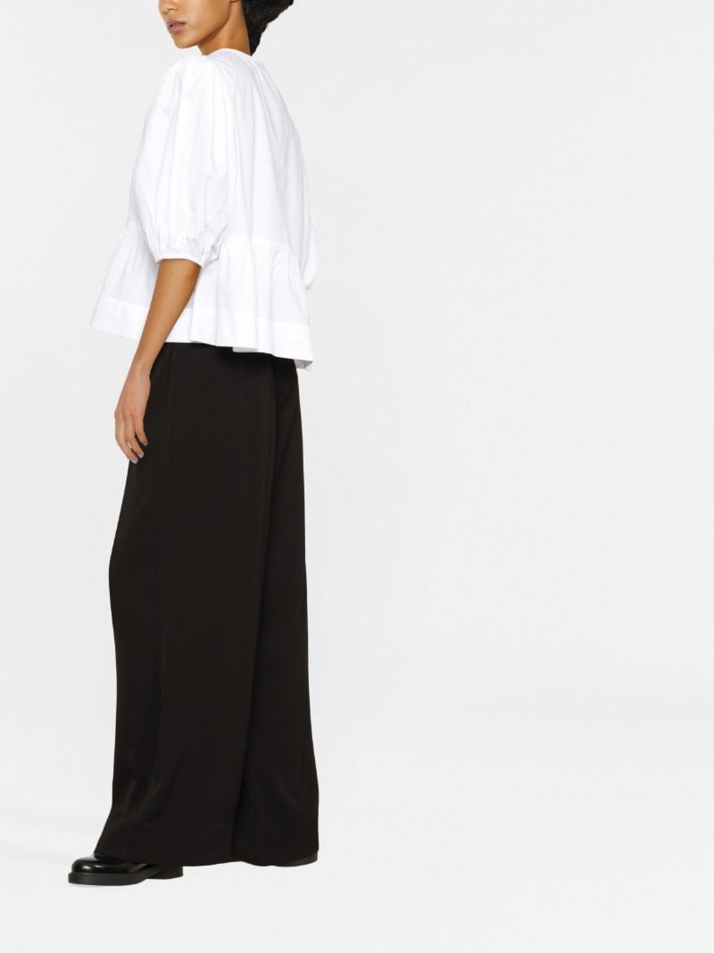 White Puff-sleeve Organic-cotton Top
