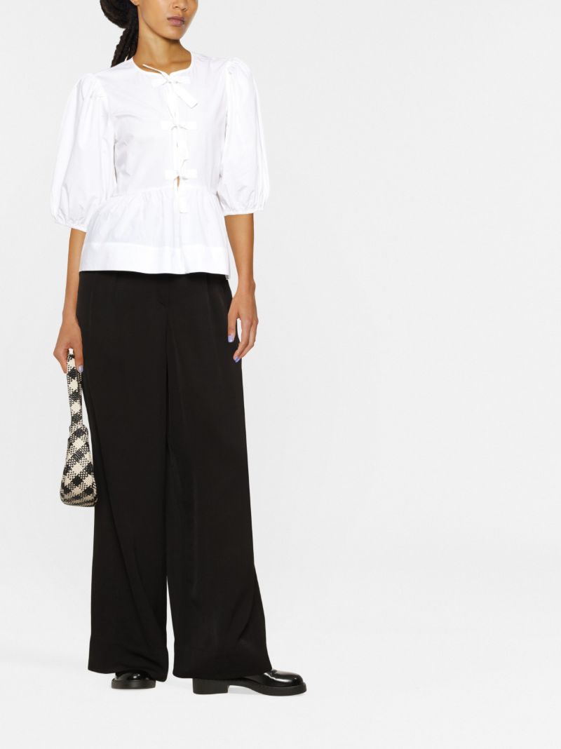White Puff-sleeve Organic-cotton Top
