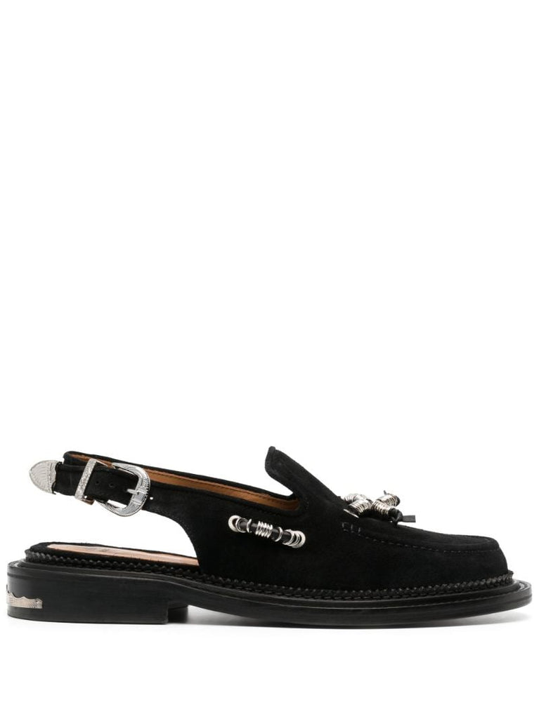 Black Leather Closed Sandals