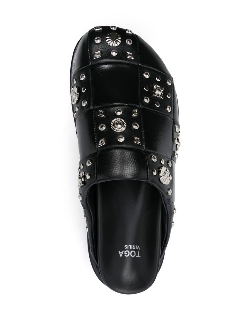 Black Stud-embellished Leather Mules