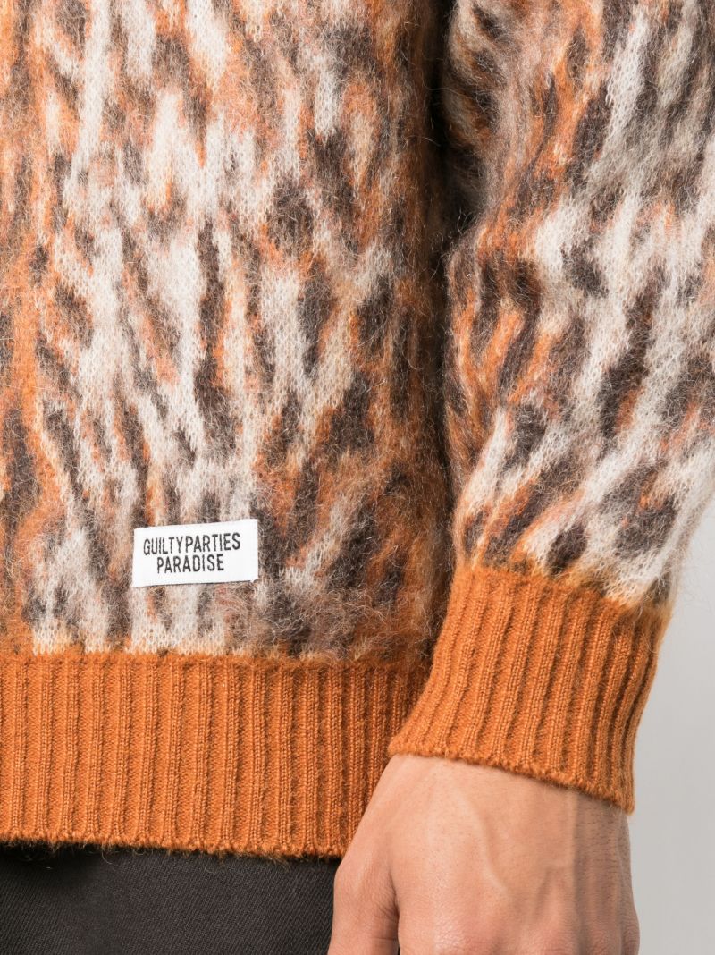 Neutral Leopard-jacquard Sweater