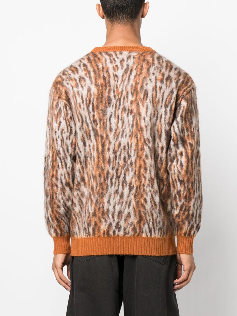 Neutral Leopard-jacquard Sweater