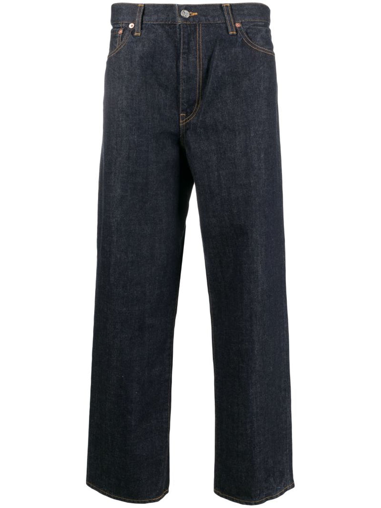 Green Wide-leg Cotton Cargo Trousers