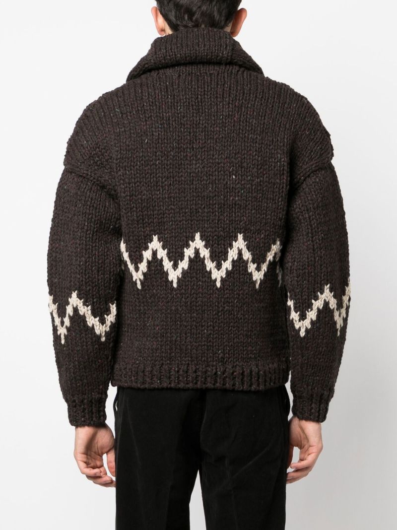 Brown Cowichan Wool Knit Cardigan