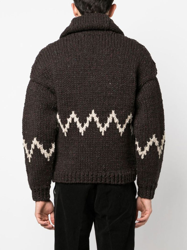 Brown Cowichan Wool Knit Cardigan