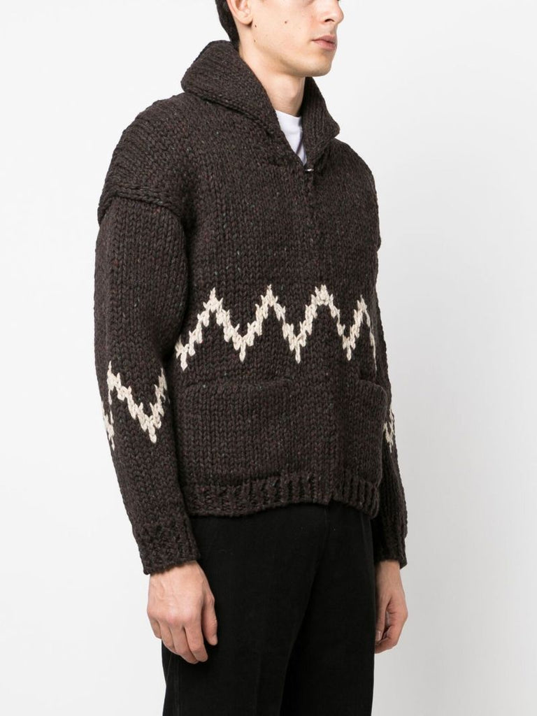 Brown Cowichan Wool Knit Cardigan