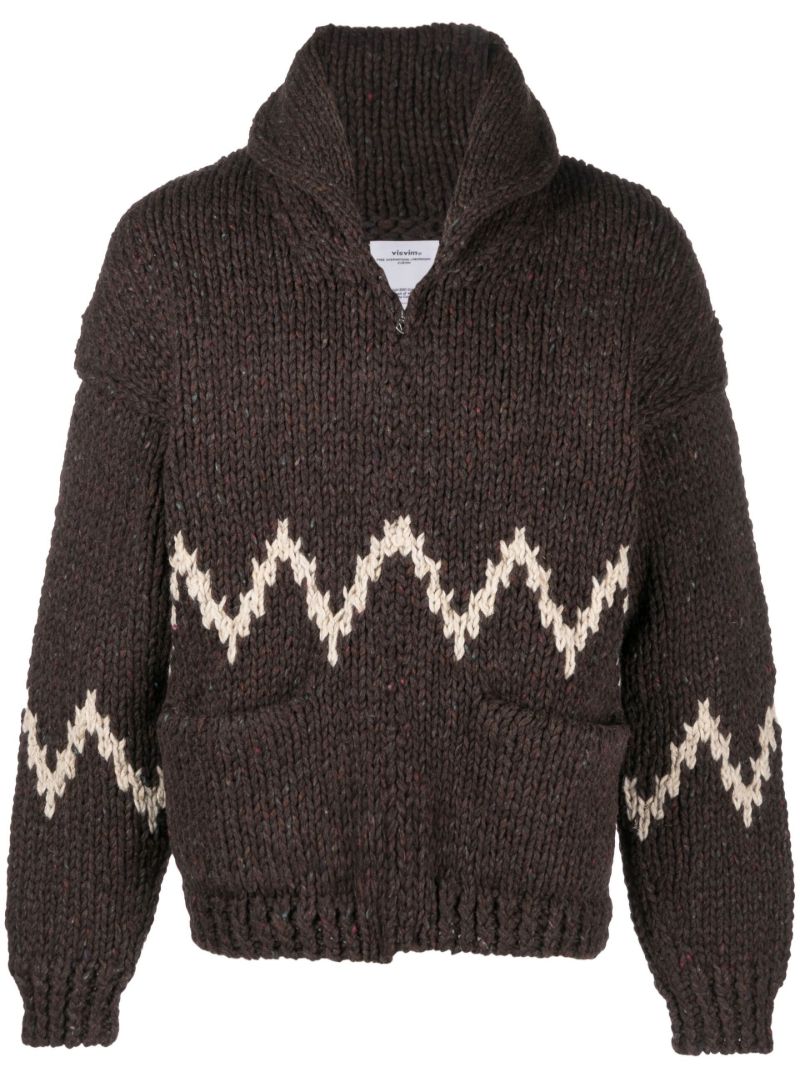 Brown Cowichan Wool Knit Cardigan