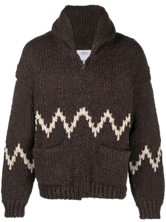 Brown Cowichan Wool Knit Cardigan