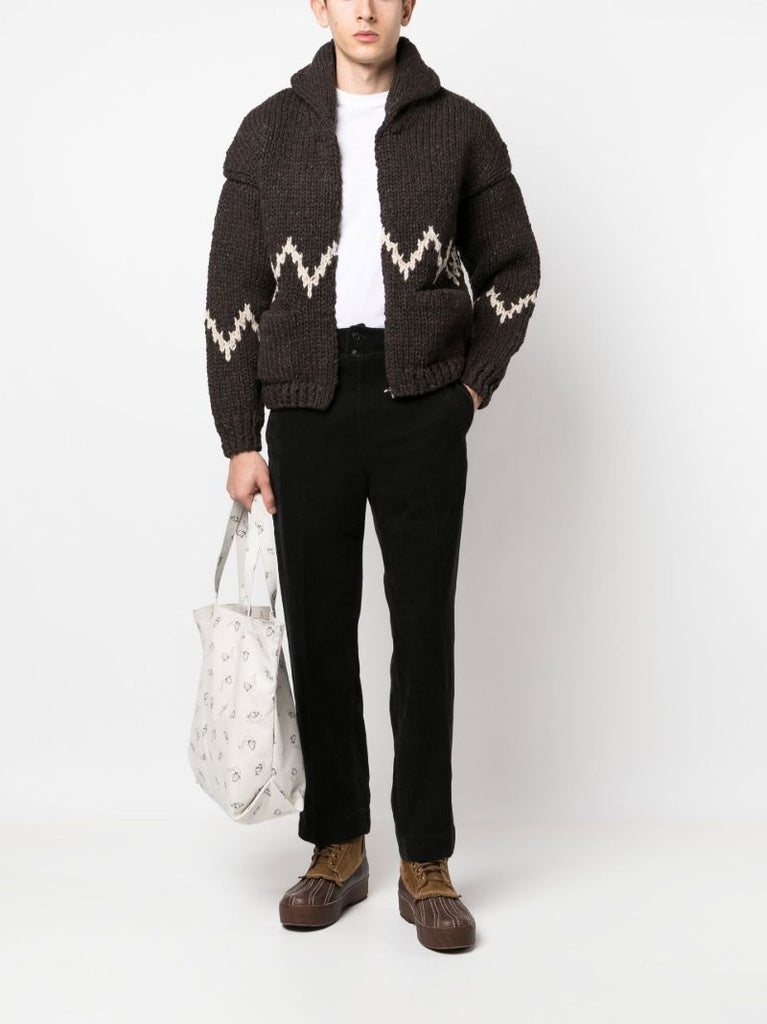 Brown Cowichan Wool Knit Cardigan