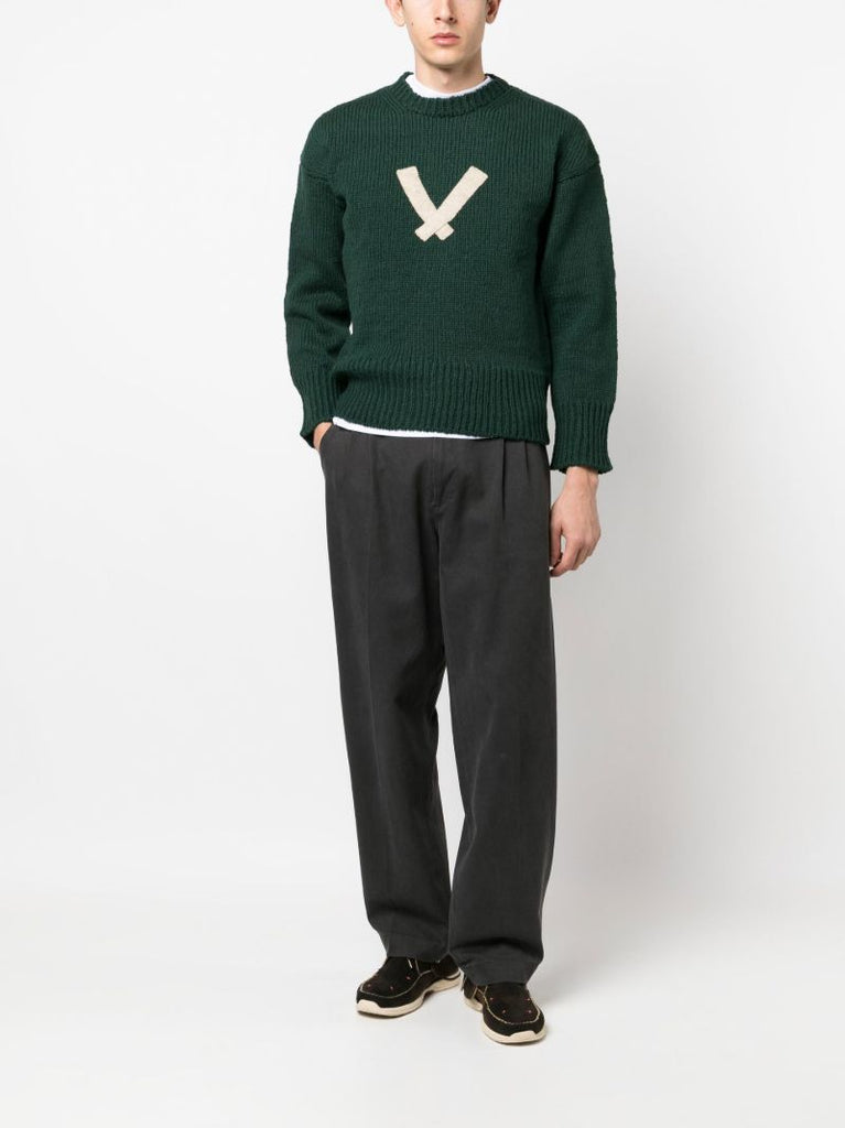 Green Letterman Wool Sweater