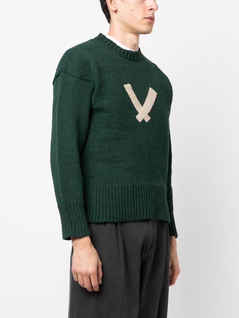 Green Letterman Wool Sweater