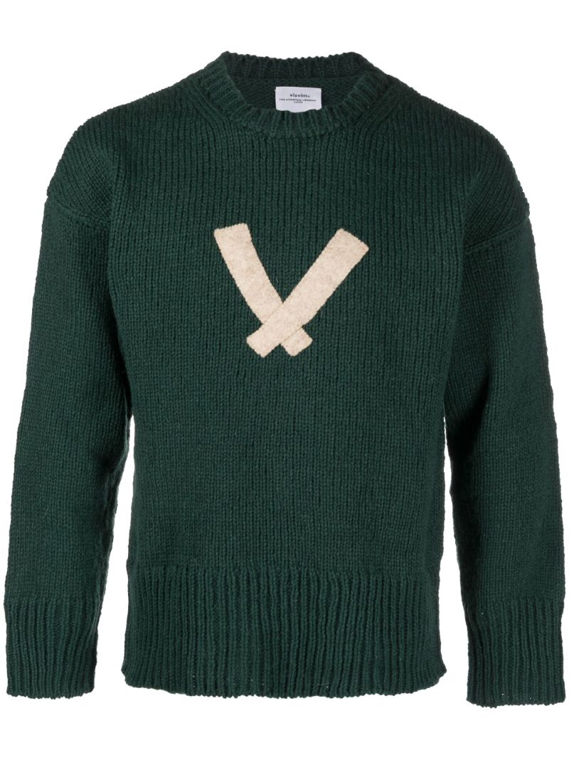 Green Letterman Wool Sweater