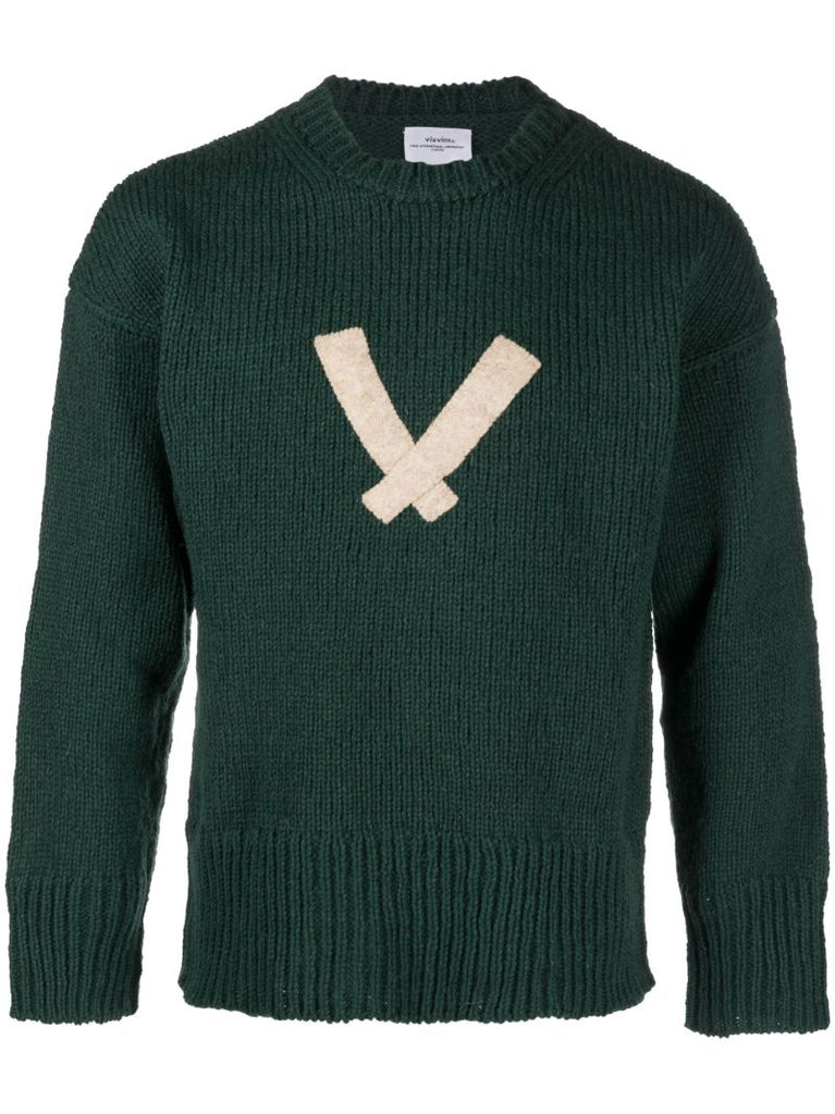 Green Letterman Wool Sweater