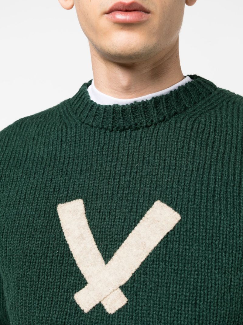Green Letterman Wool Sweater