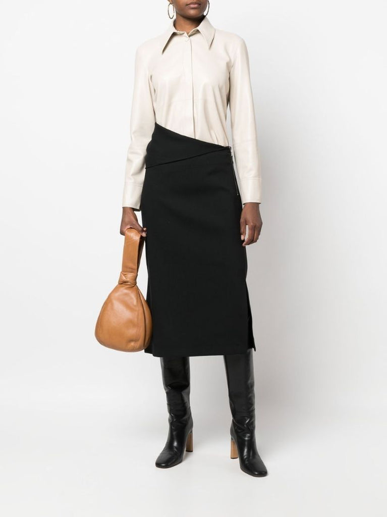 Black Asymmetric Pencil Skirt
