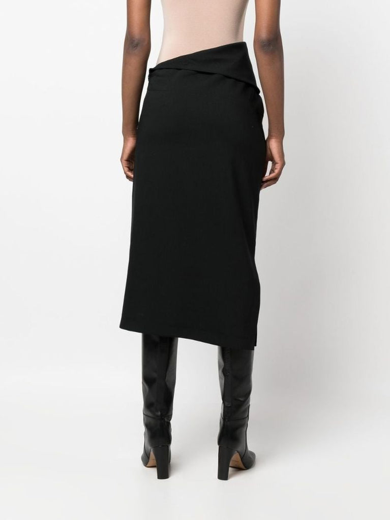 Black Asymmetric Pencil Skirt