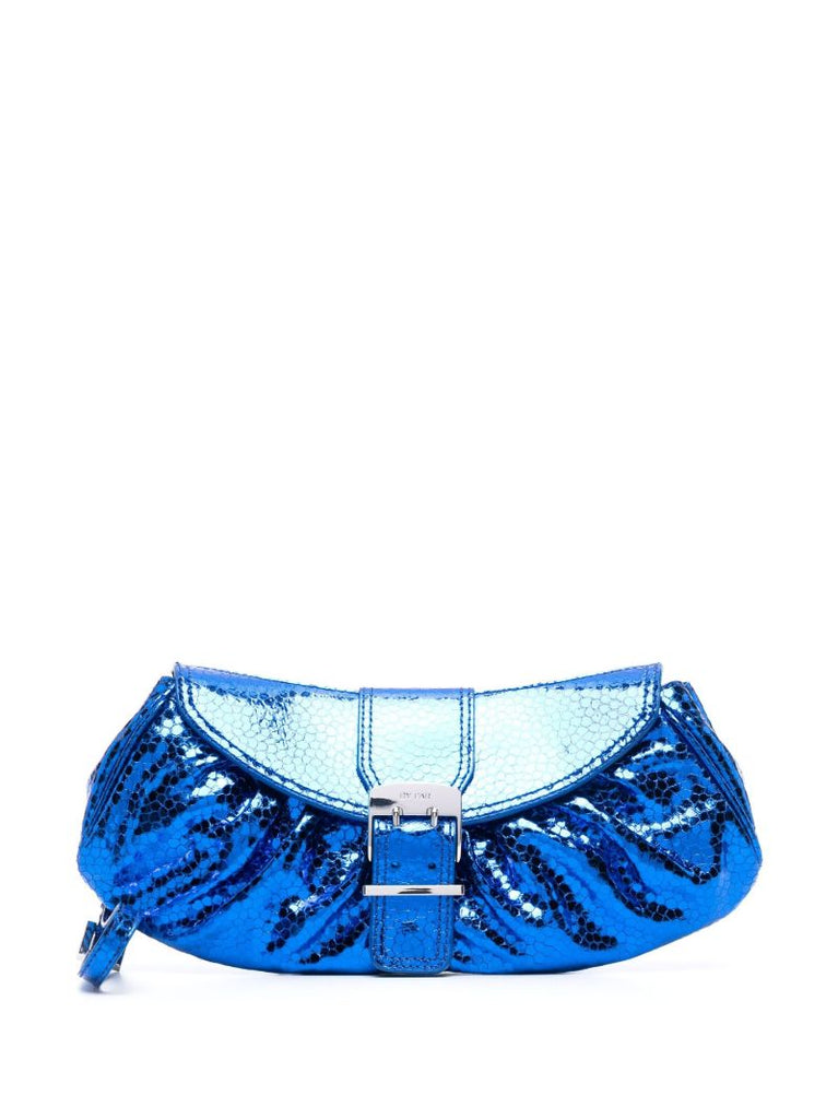 Blue Glami Leather Clutch Bag