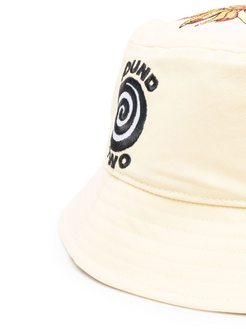 Yellow Embroidered Motif Bucket Hat