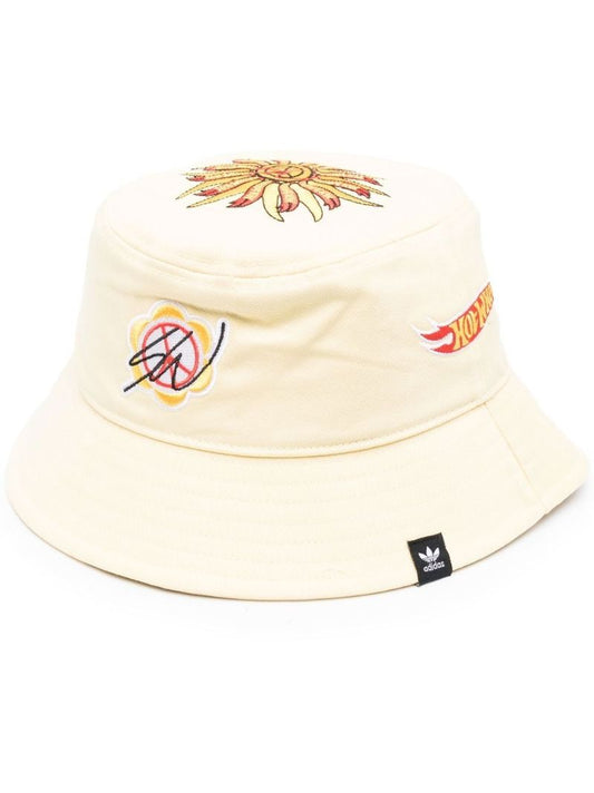 Yellow Embroidered Motif Bucket Hat