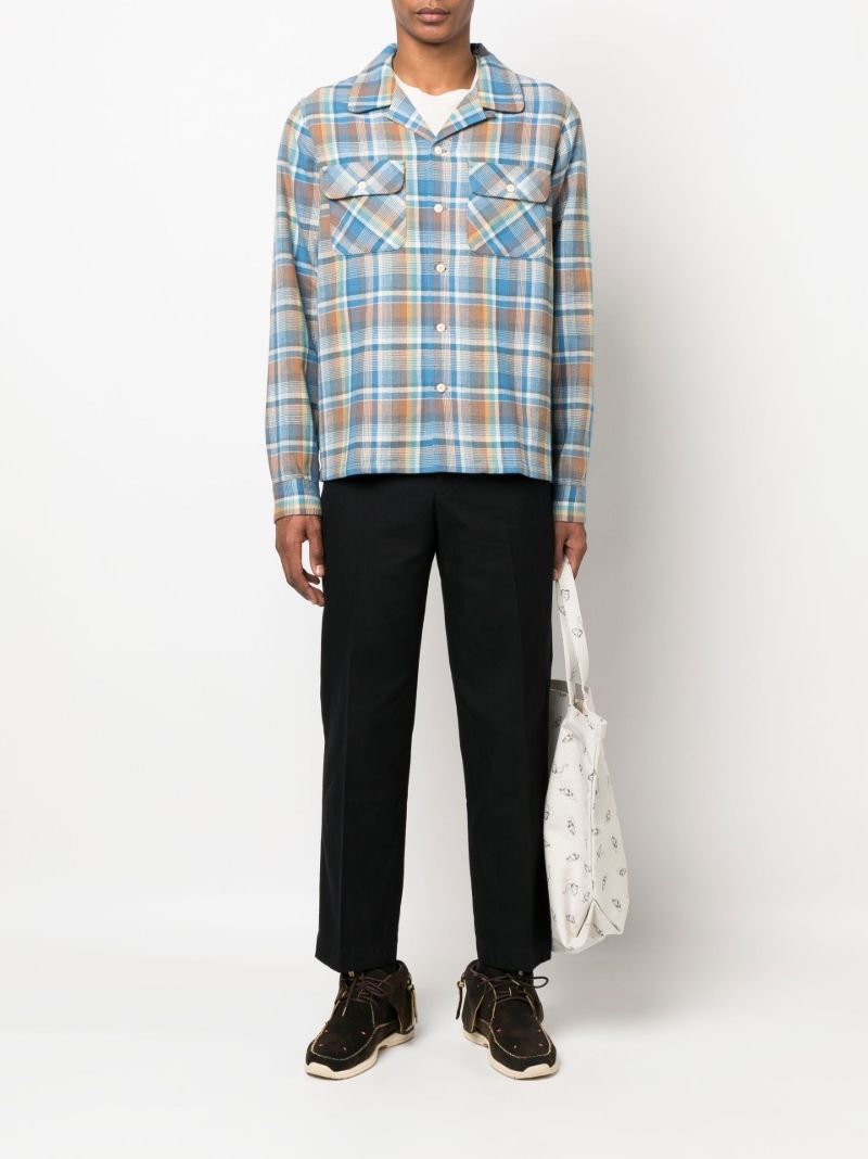 Blue Cropped Straight-leg Trousers