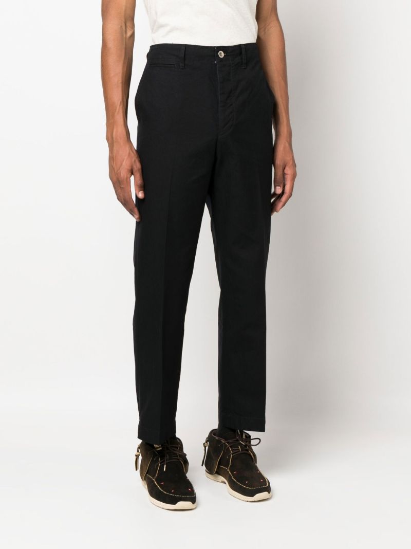 Blue Cropped Straight-leg Trousers