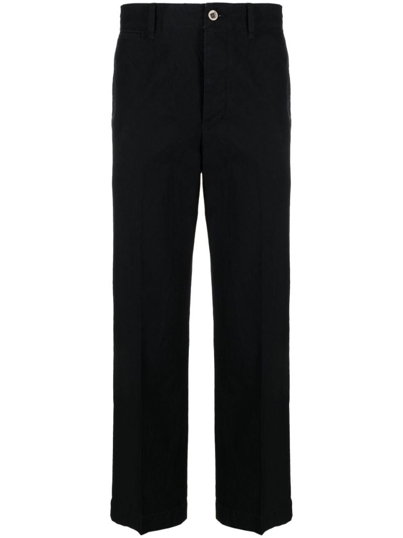 Blue Cropped Straight-leg Trousers