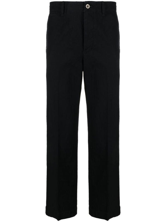 Blue Cropped Straight-leg Trousers
