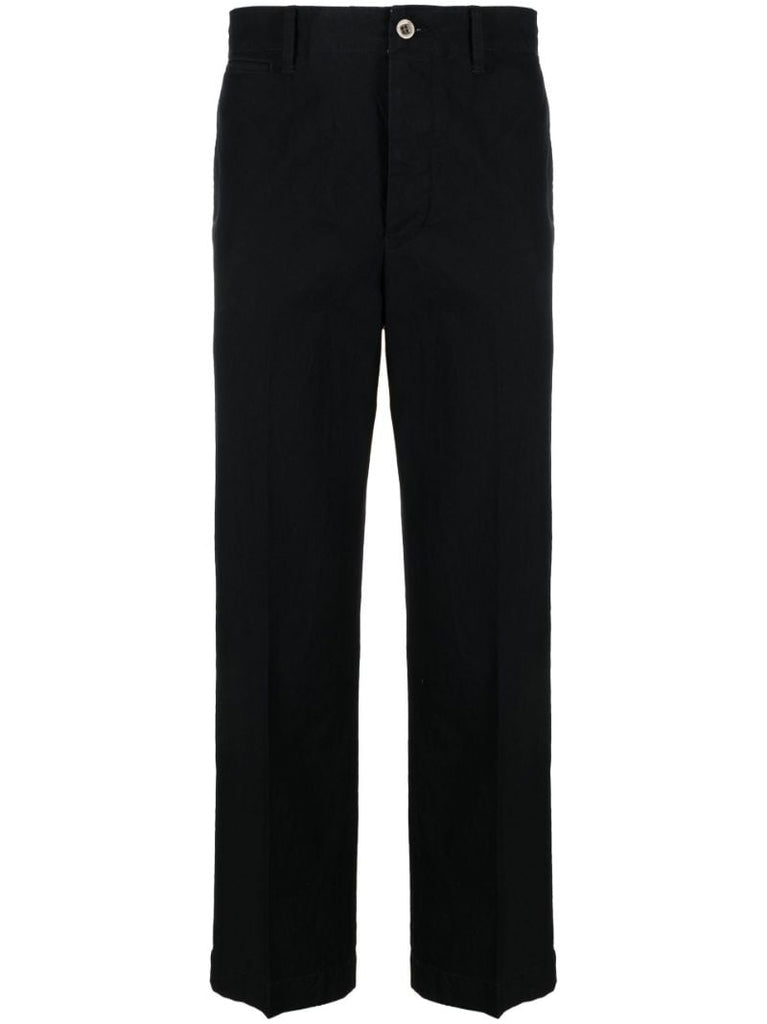 Blue Cropped Straight-leg Trousers