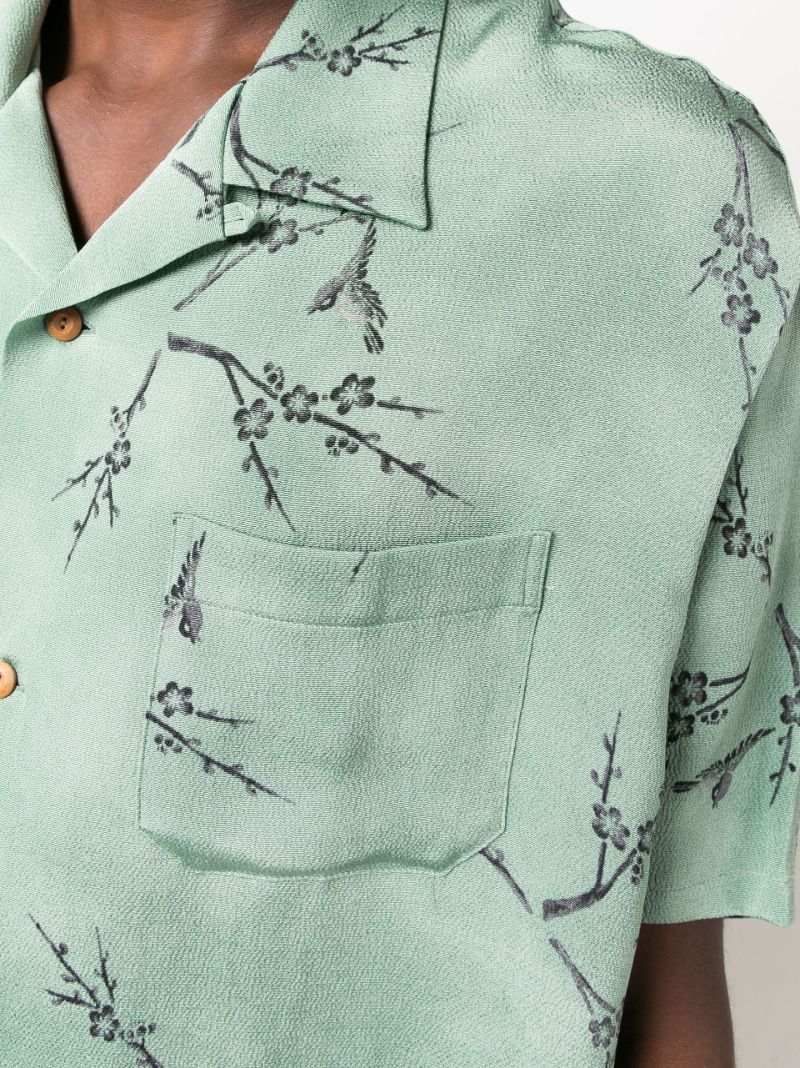 Green Harmon Floral Print Silk Shirt