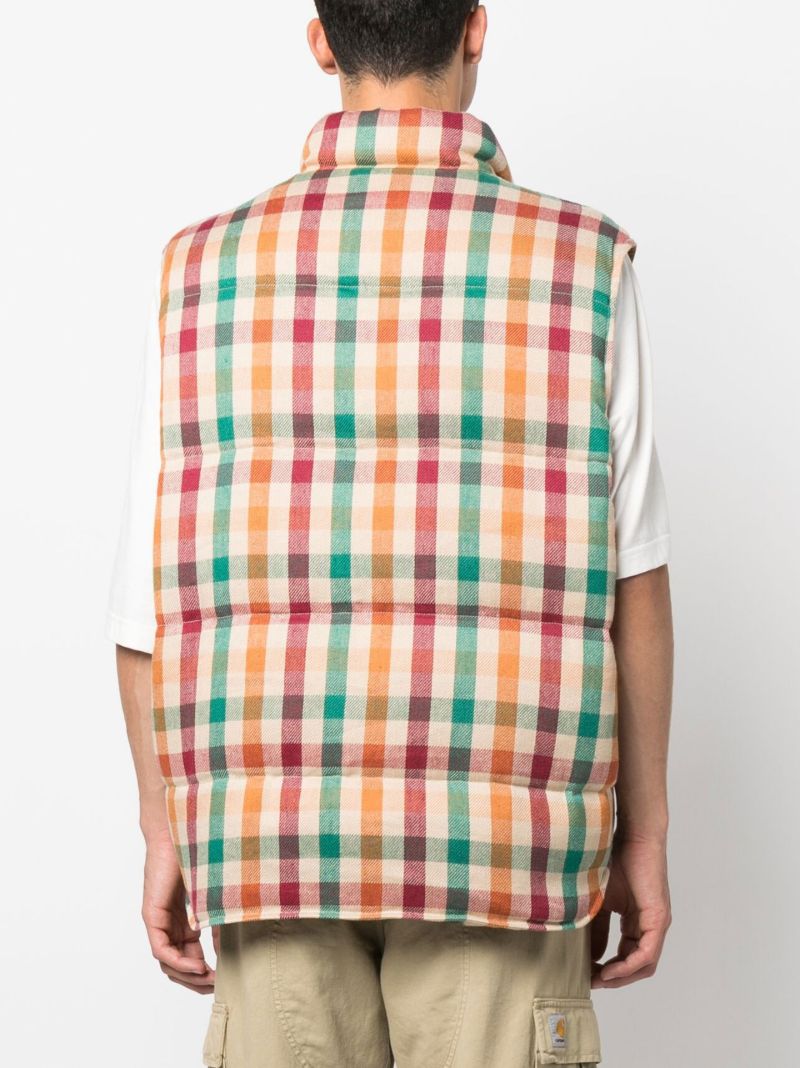 Neutral Walker Check Print Down Gilet