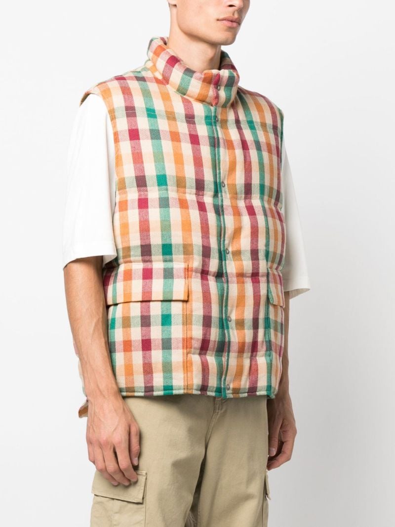 Neutral Walker Check Print Down Gilet