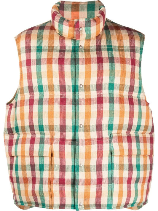 Neutral Walker Check Print Down Gilet