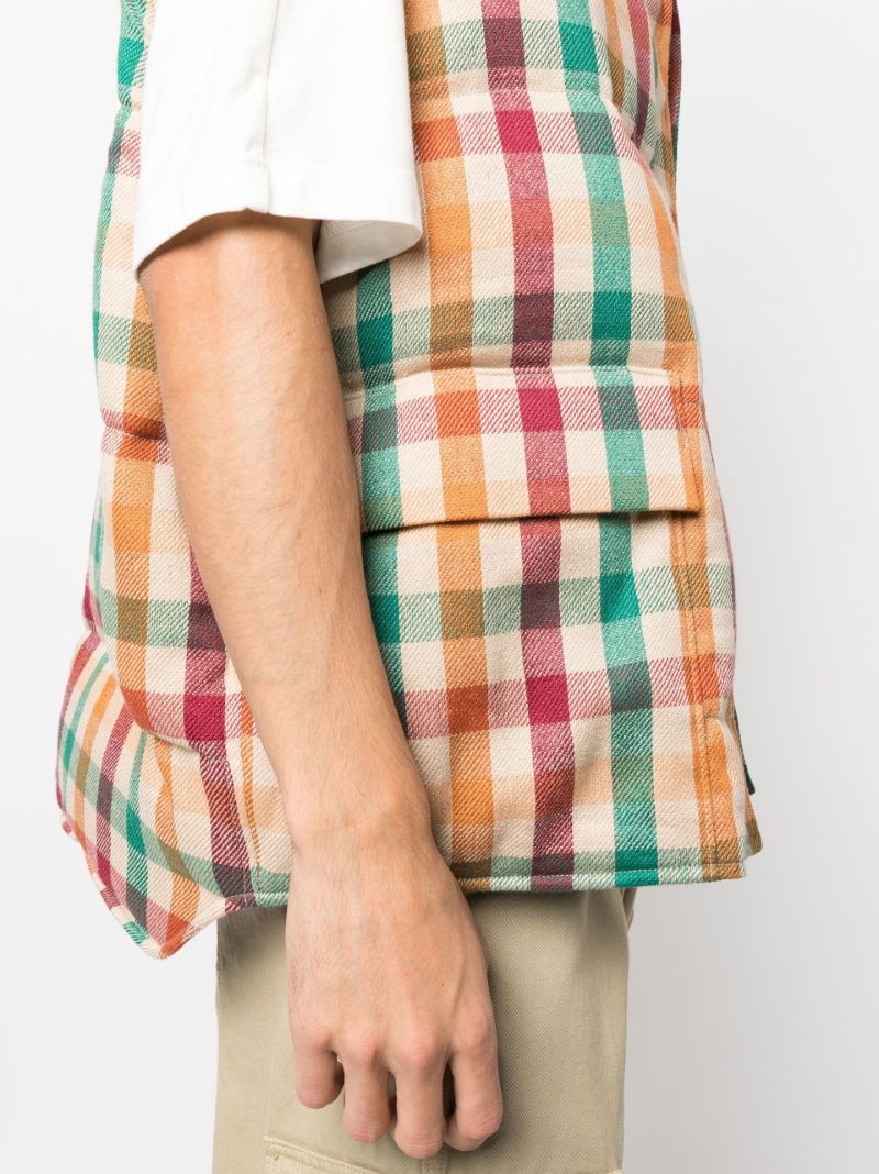 Neutral Walker Check Print Down Gilet