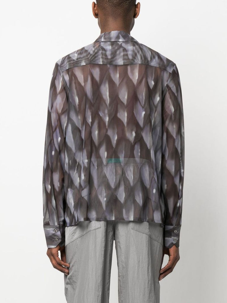 Grey Semi Sheer Long Sleeve Shirt