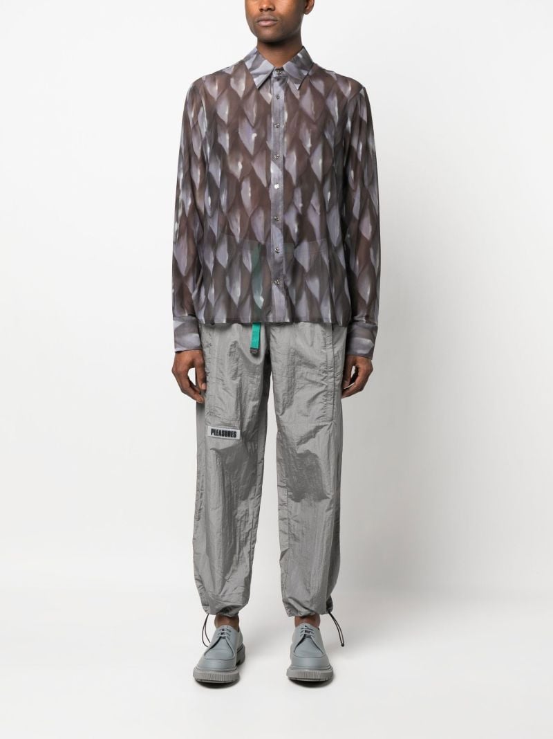Grey Semi Sheer Long Sleeve Shirt